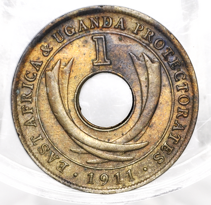 British East Africa 1911 1 Cent Coin - AU/UNC Condition - East Africa and Uganda Protectorates - Antique African Coin