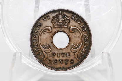 British East Africa 1937 5 Cent Coin - XF Condition - East Africa Coin - Antique African Coin - 3 Million Made