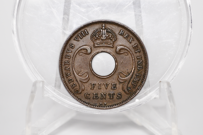 British East Africa 1936 5 Cent Coin - XF/AU Condition - East Africa Coin - Antique African Coin - 1 Million Made
