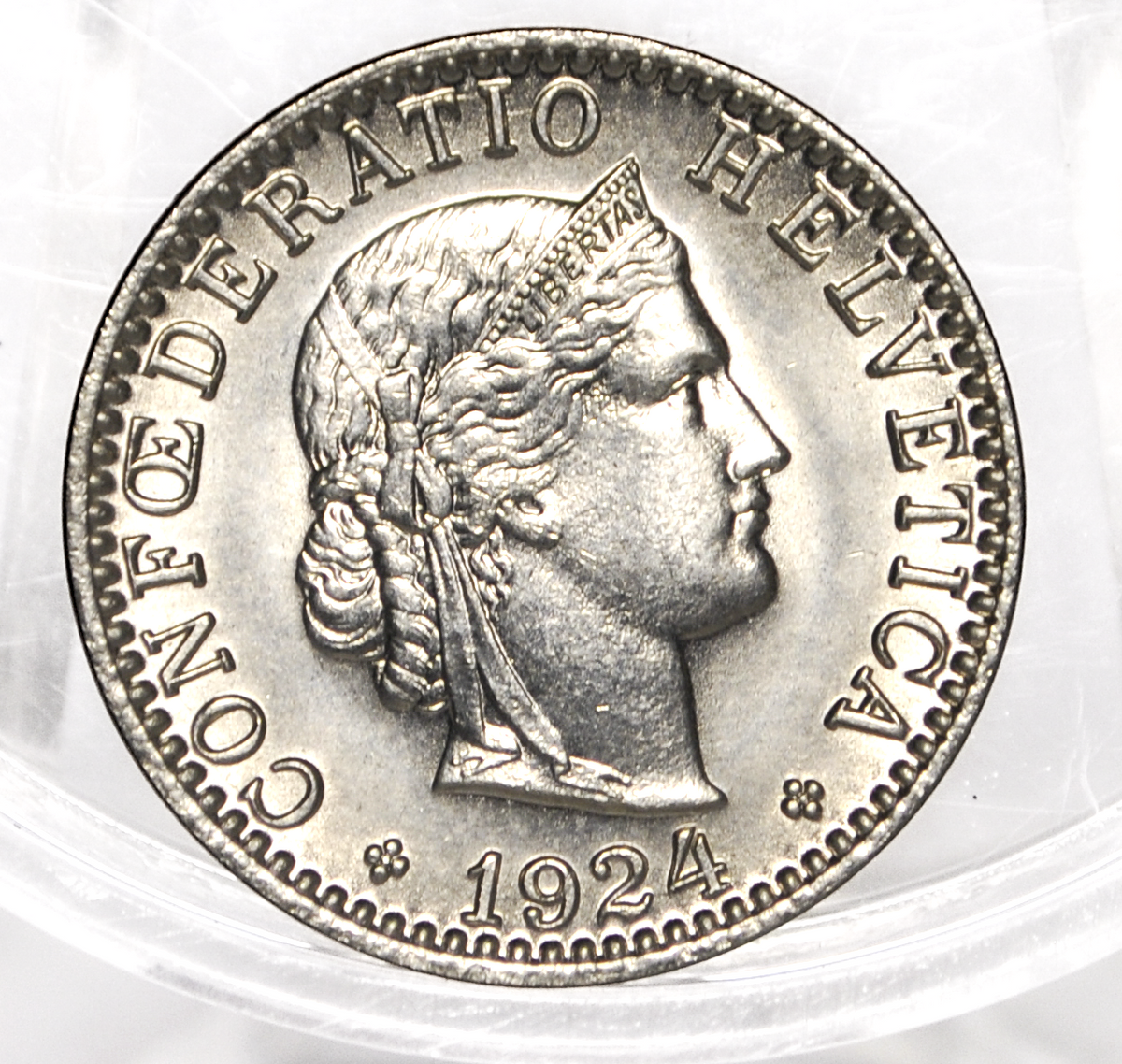 1924 Switzerland 20 Rappen - Choice UNC - 1924 Helvetica 20 Rappen - Swiss 20 Rappen 1924 - Great Coin