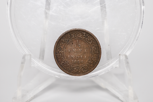 India 1/12 Anna 1884 - XF Condition - 1884 India 1/12 Anna - British India One Twelfth Anna, High Grade, Great Coin