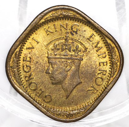 India 2 Annas 1945 - UNC Condition - 1945 India 2 Annas - King George VI