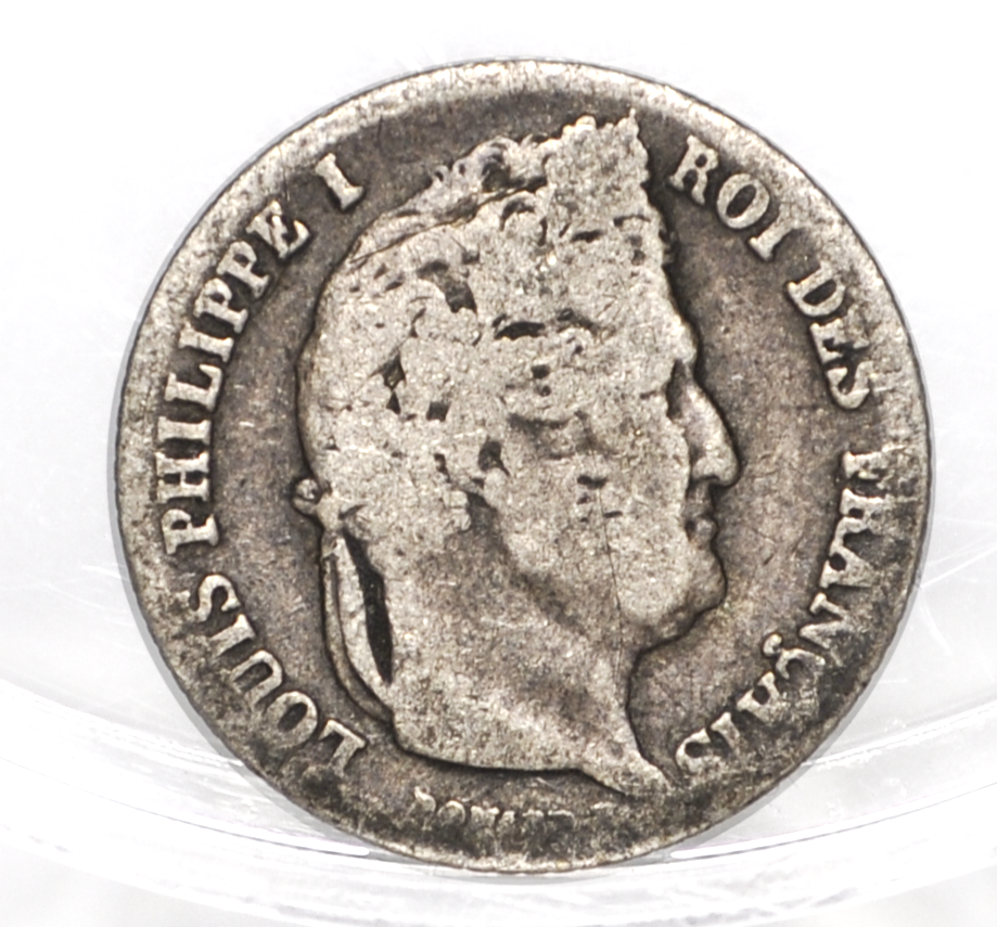 1/4 Franc 1841 - 90% Silver - King Louis-Philippe I - Antique French Coins