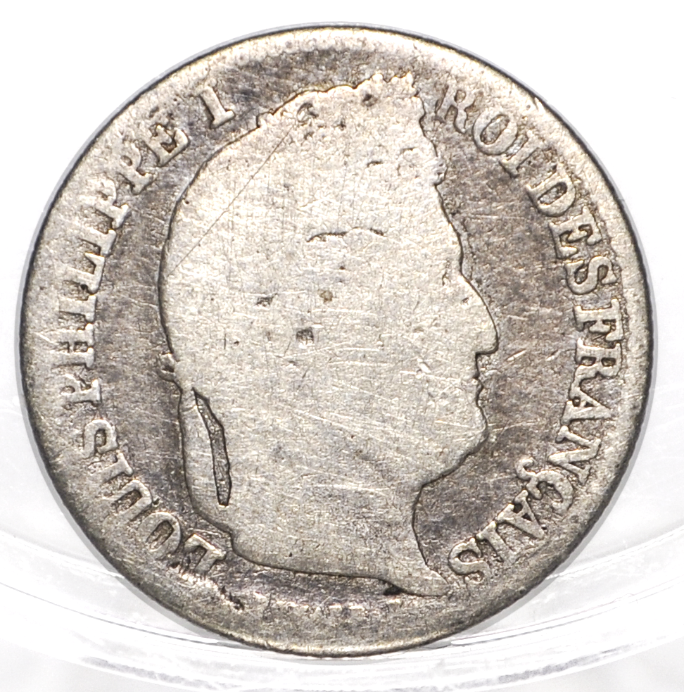 1/2 Franc 1837 - 90% Silver - King Louis-Philippe I - Antique French Coins - 136,000 Minted