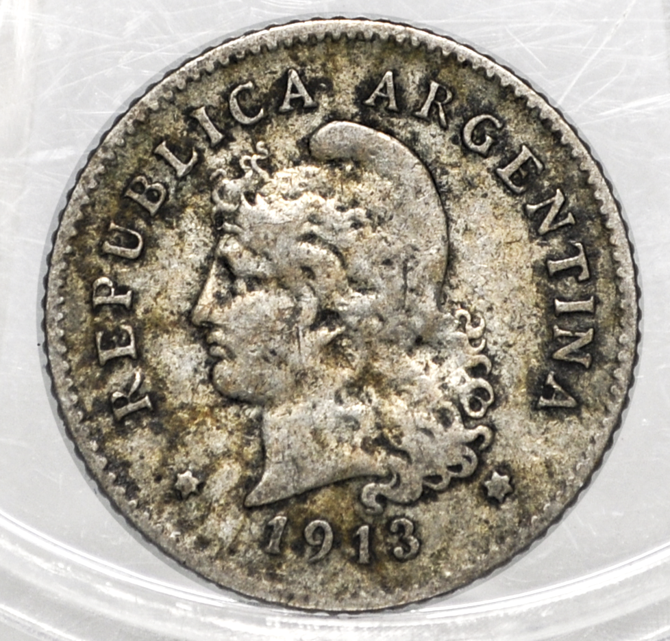 1913 Republic of Argentina 10 Centavos - VF Condition - 1.828 Million Minted - 1913 10 Centavos Argentina - Republic of Argentina