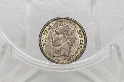 1935 Venezuela 1/4 Bolivar Silver Coin - AU Condition - Philadelphia Mint