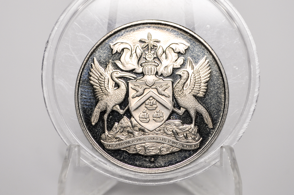 1971 Trinidad & Tobago 1 Dollar Proof Silver Coin - Proof Strike - 12,000 Made - 1971 Silver Proof Trinidad and Tobago Scarlet Ibis - Beautiful Coin