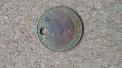 Franklin Roosevelt "A New Deal" Token. Modified for a Necklace