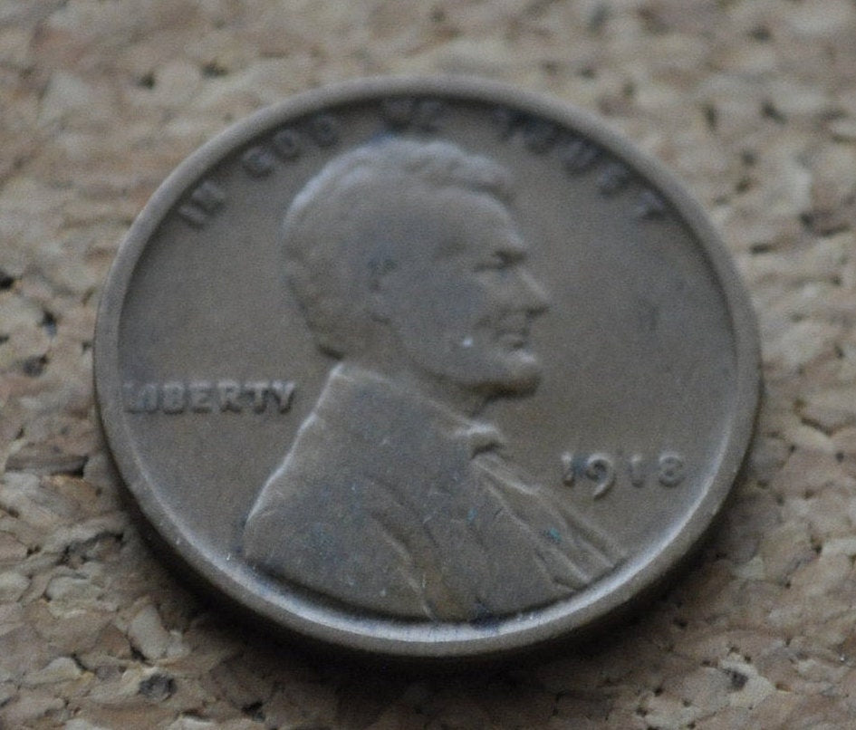 1918 Wheat Penny - VG-F (Very Good to Fine) Condition - Philadelphia Mint - WWI Era US Cent - 1818-P Wheat Ear Cent