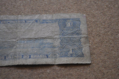 1954 Brazilian 1 Cruzeiro Banknote - One Cruzeiro Paper Note - Marquis of Tamandaré