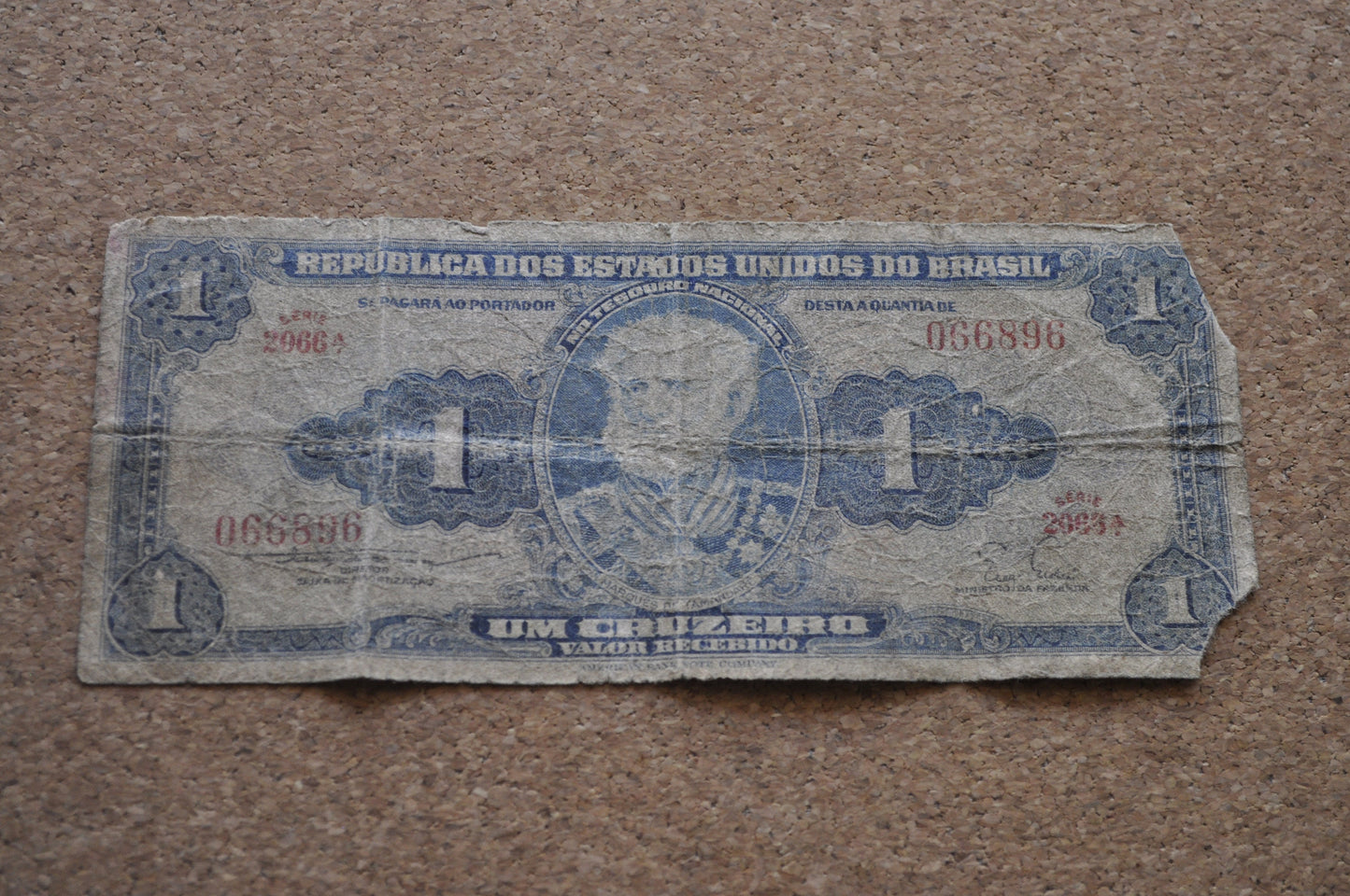 1954 Brazilian 1 Cruzeiro Banknote - One Cruzeiro Paper Note - Marquis of Tamandaré