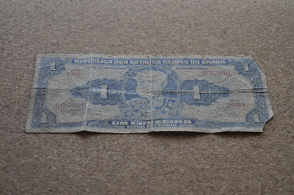 1954 Brazilian 1 Cruzeiro Banknote - One Cruzeiro Paper Note - Marquis of Tamandaré