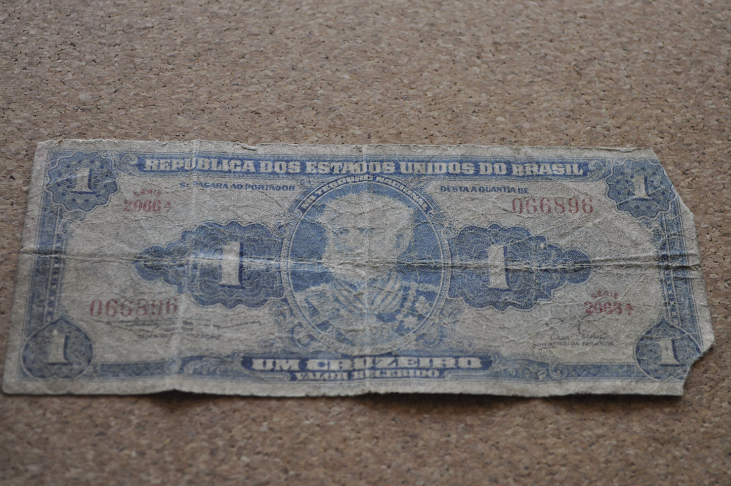 1954 Brazilian 1 Cruzeiro Banknote - One Cruzeiro Paper Note - Marquis of Tamandaré