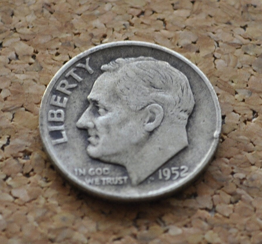 1952-D Roosevelt Silver Dime - Circulated to BU Grade / Condition - Denver Mint - 1952 D Roosevelt Dime 1952 D Dime