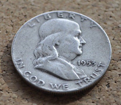 1953-D Franklin Silver Half Dollar - VF-BU (Very Fine to Uncirculated), Choose by Grade - Benjamin Franklin Half Dollar 1953 D - Denver Mint