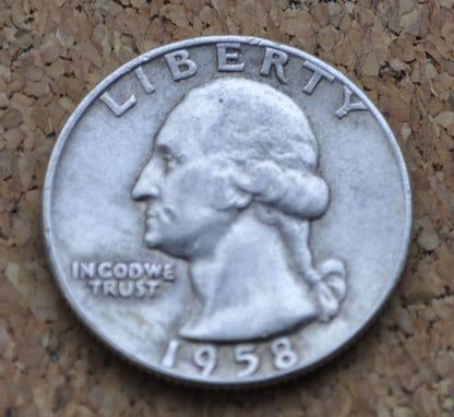1958 D Washington Silver Quarter - Denver Mint
