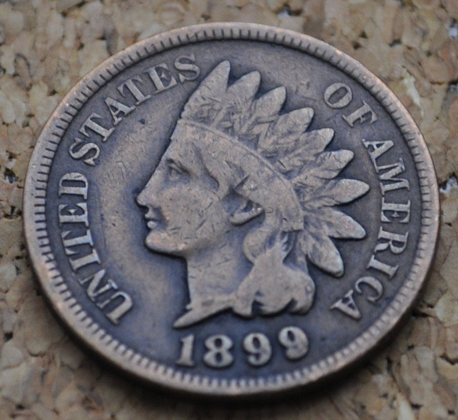 1899 Indian Head Penny - Good Date - VG-F (Very Good to Fine) Grade / Condition - Indian Head Cent 1899
