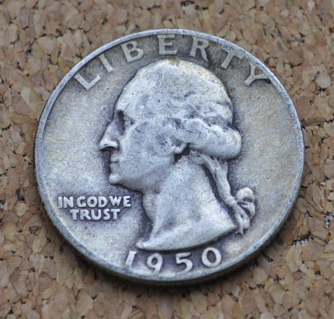 1950-D Washington Silver Quarter - Fine to BU (Uncirculated) Grades; Choose by grade - Denver Mint - 1950 D Washington Quarter 1950D