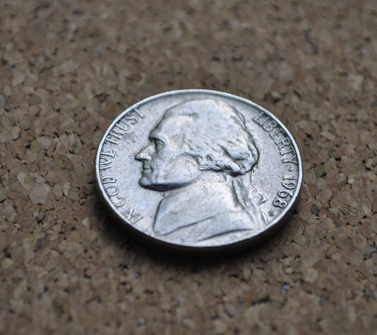 1968 S Jefferson Nickel - Great Condition - San Francisco Mint