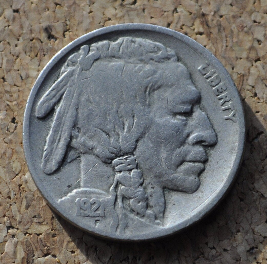 1921-S Buffalo Nickel - F (Fine) Condition - San Francisco Mint - Vintage US Coin - Clear Date - 1921 S Nickel