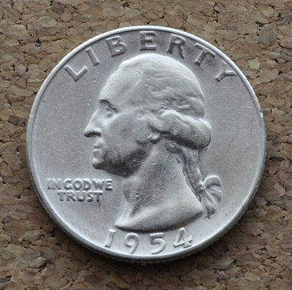 1954-S Washington Silver Quarter - AU (About Uncirculated) Grade / Condition - San Francisco Mint - 1954 S Washington 1954S Quarter