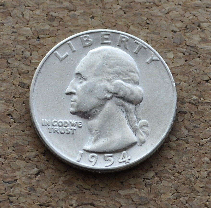 1954-S Washington Silver Quarter - AU (About Uncirculated) Grade / Condition - San Francisco Mint - 1954 S Washington 1954S Quarter