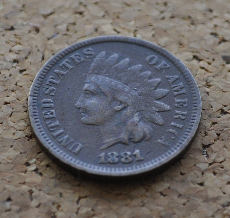 1881 Indian Head Penny - VG (Very Good) Condition / Grade - Great Date - Nearly Full Liberty Band - 1881 Indian Cent - 1881 Cent