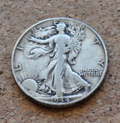 1944 Walking Liberty Half Dollar - Average Circulation - Philadelphia Mint - WWII Era Coin - Silver Half Dollar - 1944-P Half Dollar