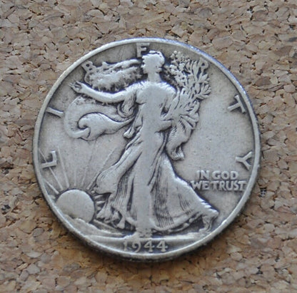 1944 Walking Liberty Half Dollar - Average Circulation - Philadelphia Mint - WWII Era Coin - Silver Half Dollar - 1944-P Half Dollar