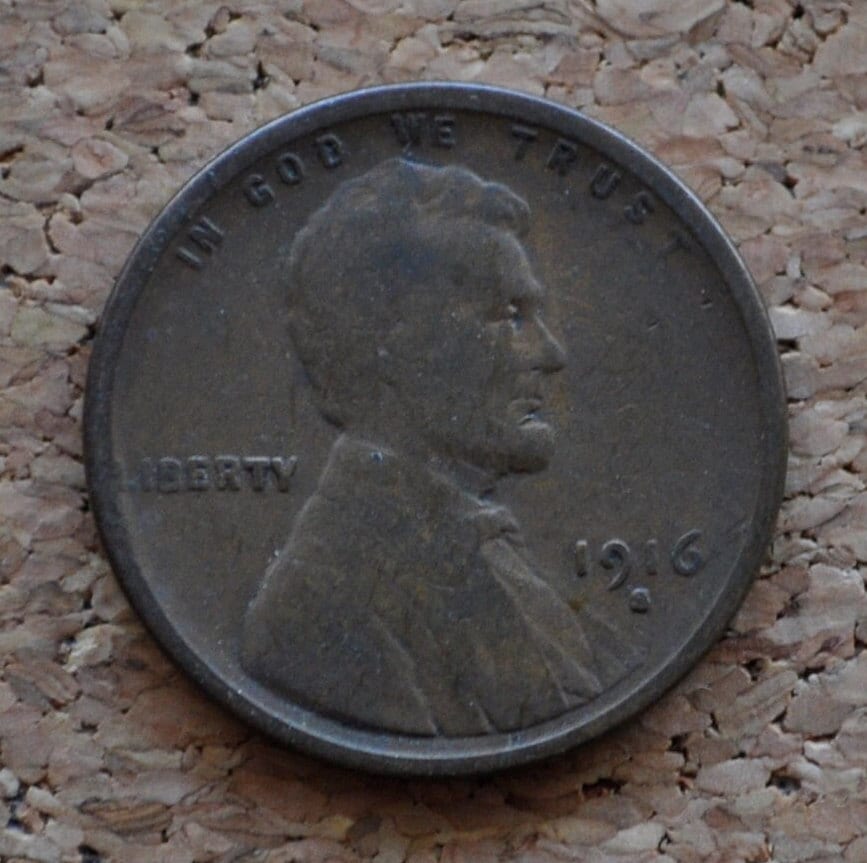 1916-S Wheat Penny - G (Good) to VG (Very Good) - San Francisco Mint - World War I Era Coin - 1916 S Wheat Ear Cent - Good Date / Mint