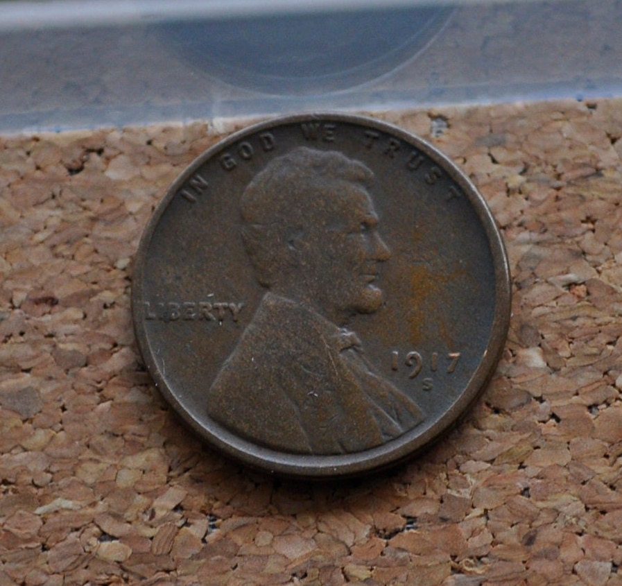 1917-S Wheat Penny - G-F (Good to Fine) - San Francisco Mint - World War I Era Coin - Good Date and Mint - 1917 S Wheat Cent