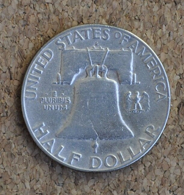 1952-S Franklin Silver Half Dollar - F-XF (Fine to Extremely Fine) -San Francisco Mint- Silver Half Dollar 1952 S Franklin - 1952 S Half