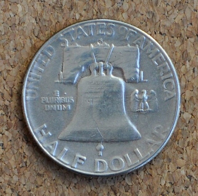 1954-S Benjamin Franklin - F-XF (Fine to Extremely Fine) -San Francisco Mint- Silver Half Dollar 1954S Benjamin Franklin Half Dollar 1954 S