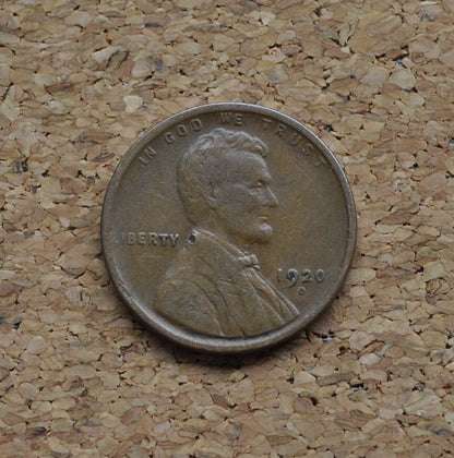 1920-D Wheat Penny - VF (Very Fine) - Denver Mint - 1920D Wheat Ear Cent - 1920 D Penny