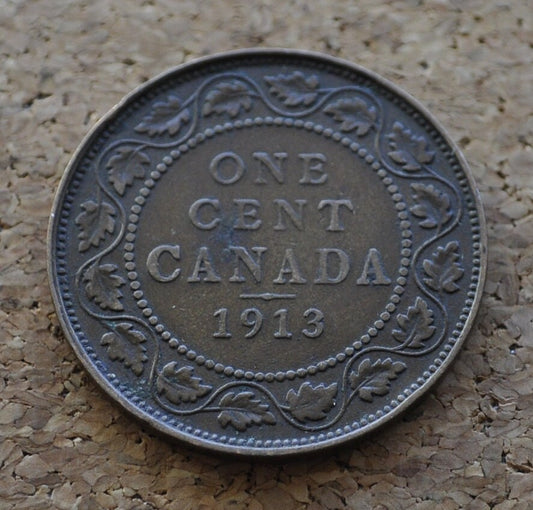 1913 Canadian Large Cent - XF (Extremely Fine) Condition - King George V - One Cent Canada 1913 Large Cent - 1913 Large Cent