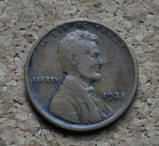 1925 Wheat Penny - F (Fine) Grade / Condition - Philadelphia Mint - 1925P Wheat Ear Cent - 1925 P Penny
