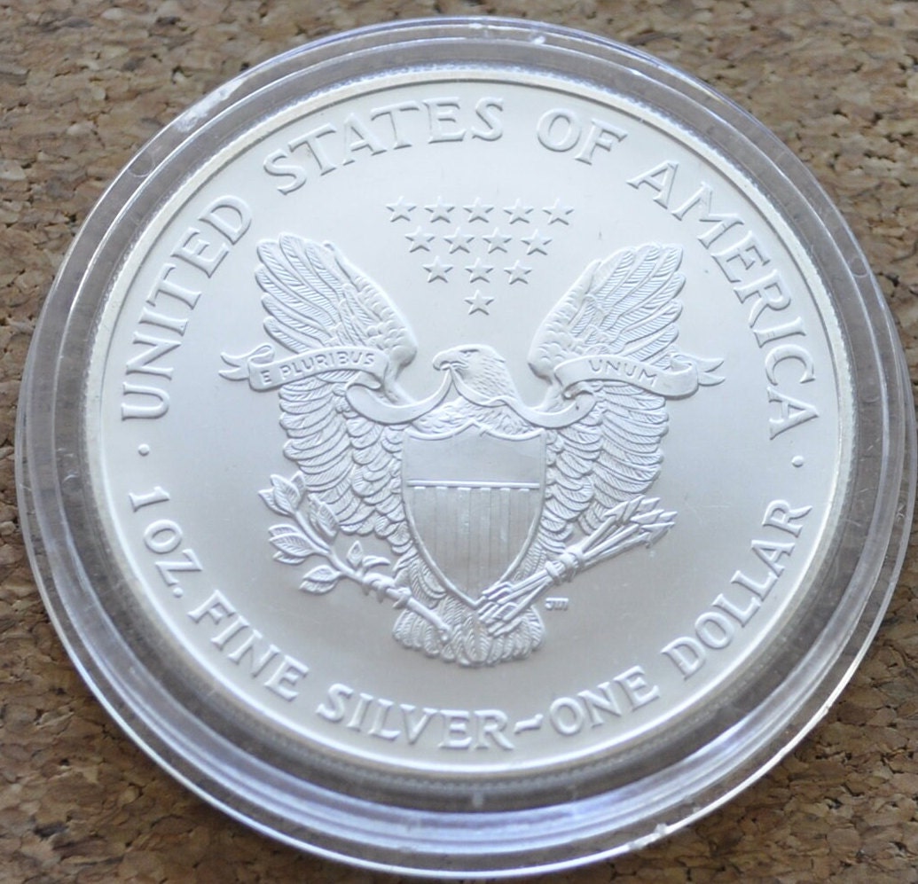 2000's Silver Eagle 1 oz. Bullion - One Ounce Fine Silver - One Silver Dollar - 2002 Silver Walking Liberty One Ounce