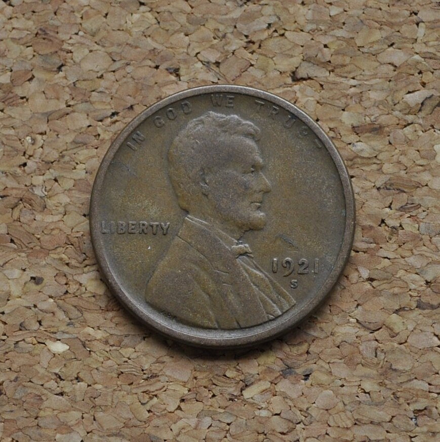 1921-S Wheat Penny - Choose Grade Level - 1921S Wheat Penny - Condition - 1921 S Penny - 1921 Cent - 1921 Lincoln Cent