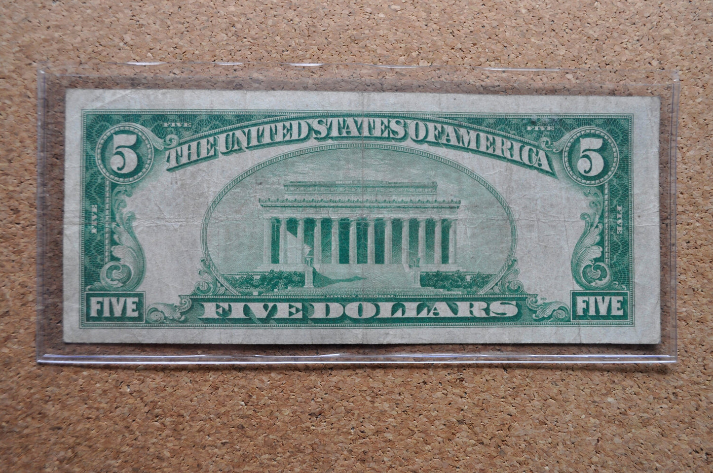 1928 A 5 Dollar Bill - Green Seal - F-VF, Circulated - A Series - Redeemable in Gold / Gold Note - 1928 Five Dollar Green Seal - Rarer Note