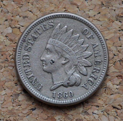 1860 Indian Head Penny / 1860 Indian Head Cent - XF details with ding on profile - Incredible Detail - Lower Price due to damage