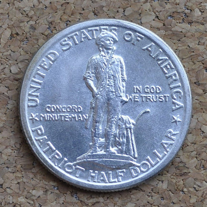 Authentic 1925 Lexington-Concord Silver Commemorative Half Dollar - MS-62 (Uncirculated) - Sesquicentennial Half / Patriot Half Dollar