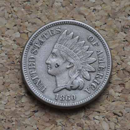 1860 Indian Head Penny / 1860 Indian Head Cent - XF details with ding on profile - Incredible Detail - Lower Price due to damage