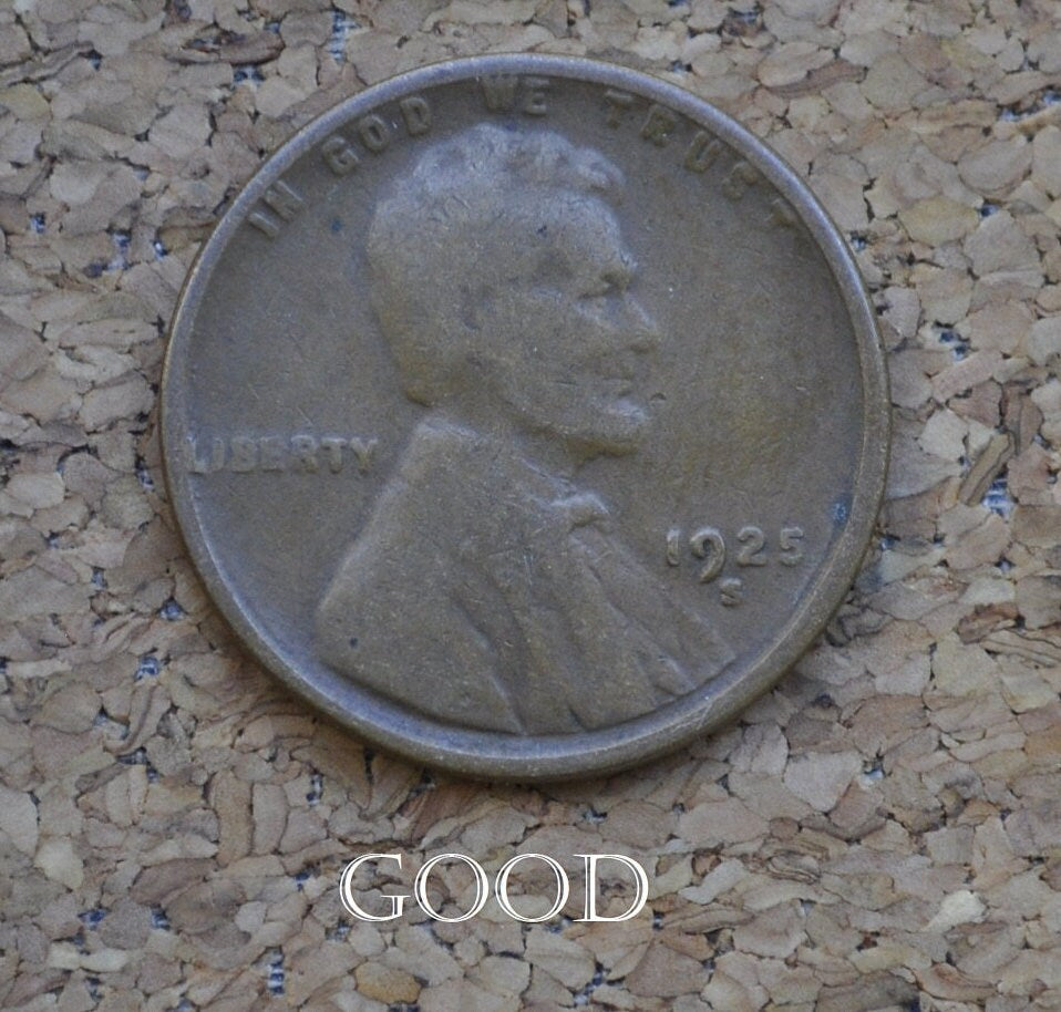 1925-S Wheat Penny - Choose by Grade - Good to Very Fine - San Francisco Mint - 1925 S Wheat Ear Cent - Better Date