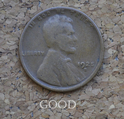 1925-S Wheat Penny - Choose by Grade - Good to Very Fine - San Francisco Mint - 1925 S Wheat Ear Cent - Better Date