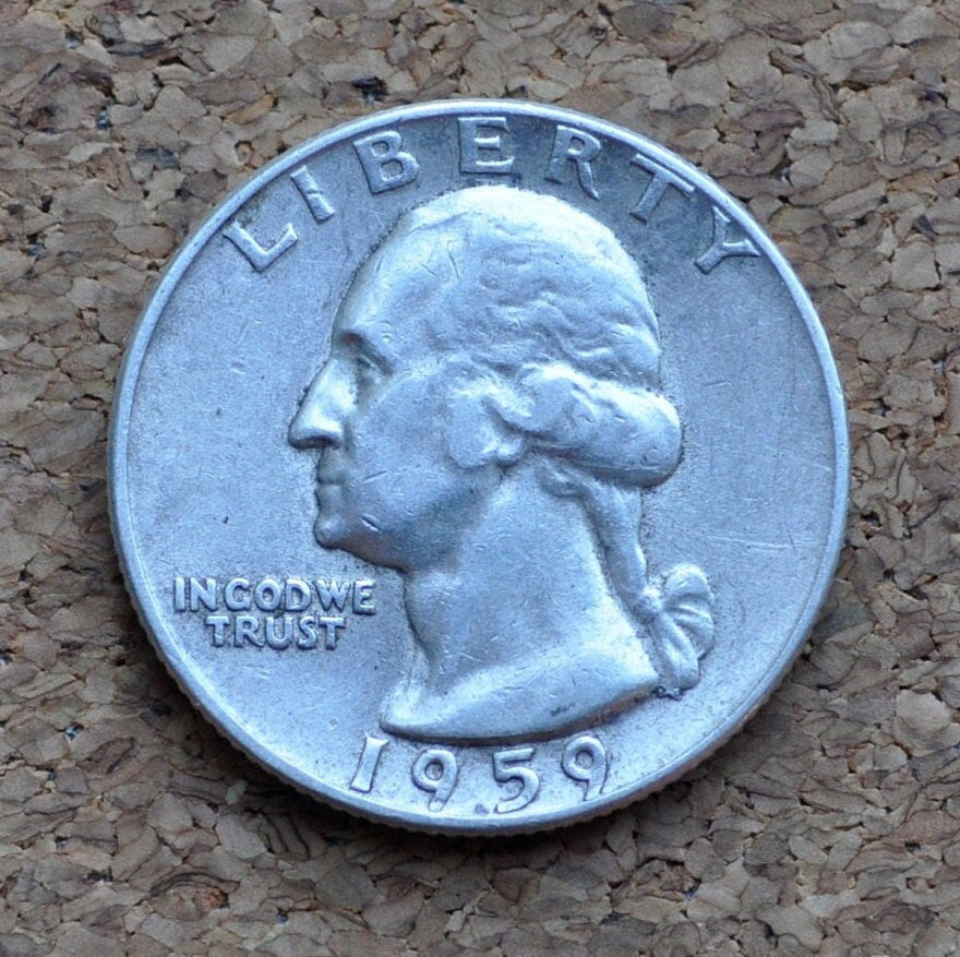 1959 Washington Quarter - EF (Extremely Fine) - Philadelphia Mint - 1959 P Silver Quarter / 1959 P Washington Quarter EF45