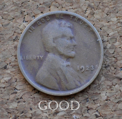 1923-S Wheat Penny - Choose by Grade - Good to Very Fine - San Francisco Mint - 1923 S Wheat Ear Cent - Better Date