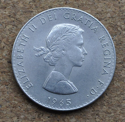 1965 Churchill Crown Commemorative Coin - Queen Elizabeth II Del Gratia Regina F.D. Commemorative Crown - Great Britain UK Coin Churchill