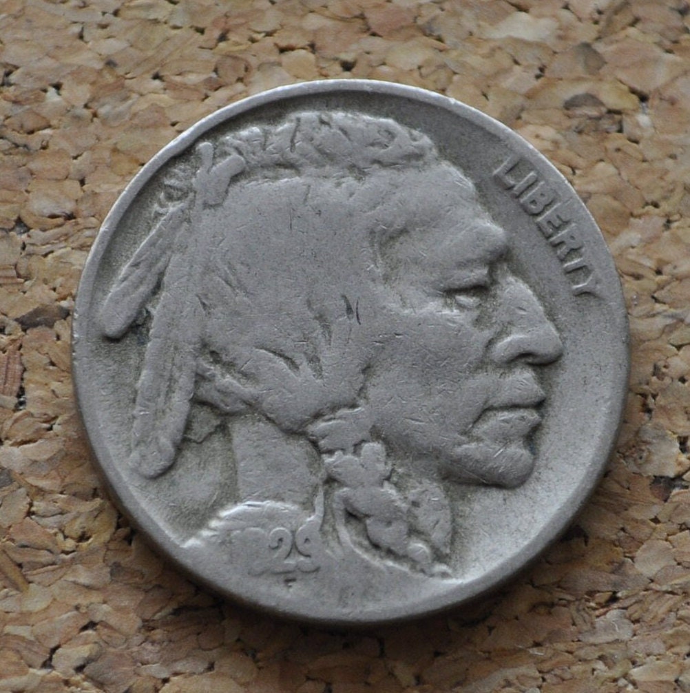 1929-S Buffalo Nickel - VG-F (Very Good to Fine) - Clear Date - San Francisco Mint - 1929 S Nickel - Vintage US Coin