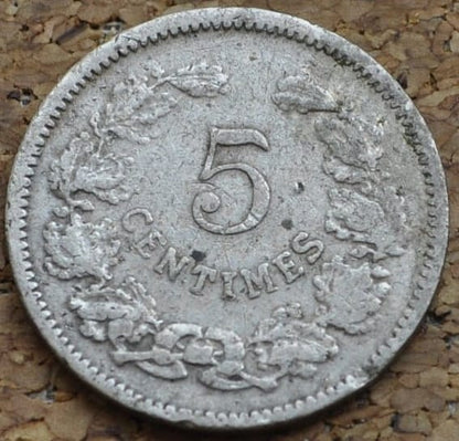 1901 Luxembourg Five Centimes - F (Fine) Condition - Luxembourg 5 Cents 1901 - Adolphe Grand Duke - Grand Duchy of Luxembourg