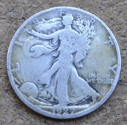 1927-S Walking Liberty Silver Half Dollar - VG (Very Good) - San Francisco Mint - 1927-S Half Dollar / 1927 S Liberty Walking Half